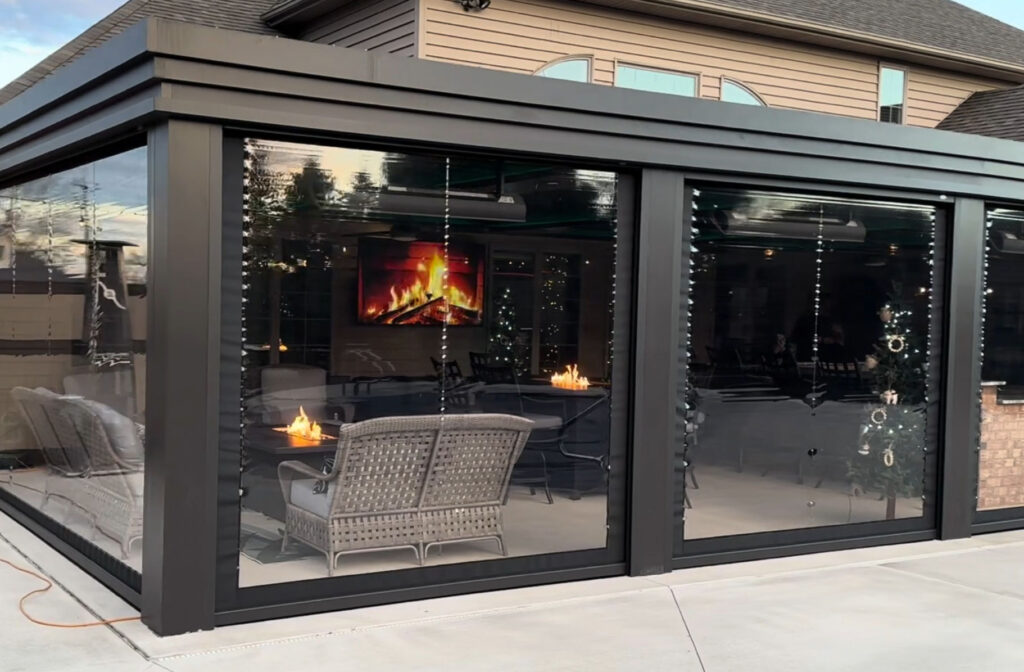 Prepare Your Bellevue Patio for Rainy Weather with Pergola Covers and Motorized Shades insulated patio covers Bellevue and MagnaTrack motorized patio shades Bellevue.