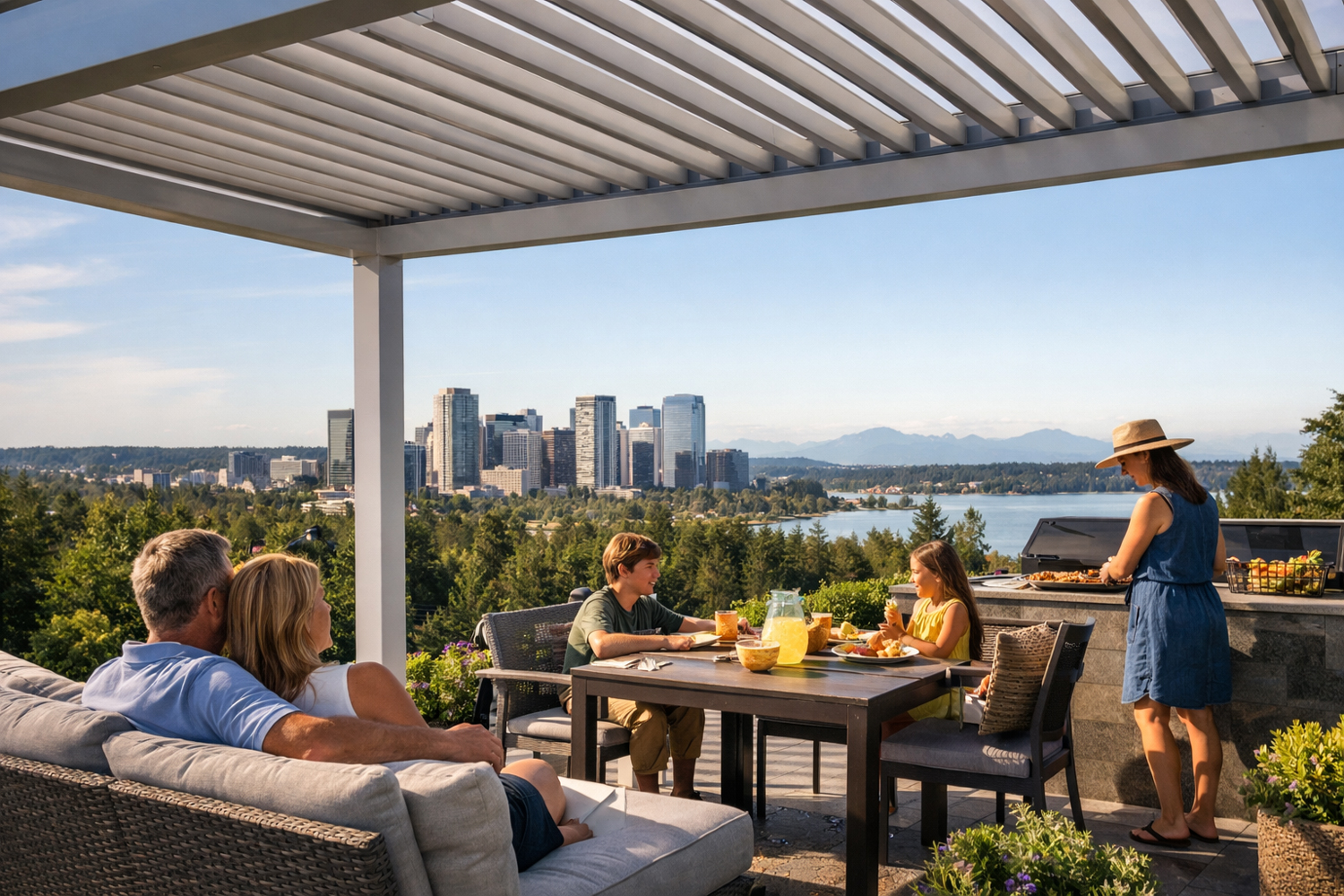 Motorized awnings for Bellevue patios